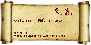 Kolonics Máriusz névjegykártya